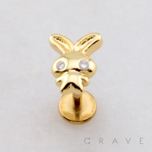 BUNNY CHARM STUD THREADLESS (PUSH IN) 316L SURGICAL STEEL LABRET SET